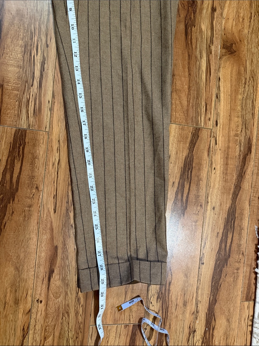 Harry Rosen Men's Tailored Brown Pinstripe Suit with Belted Waist - Picture 8 of 8